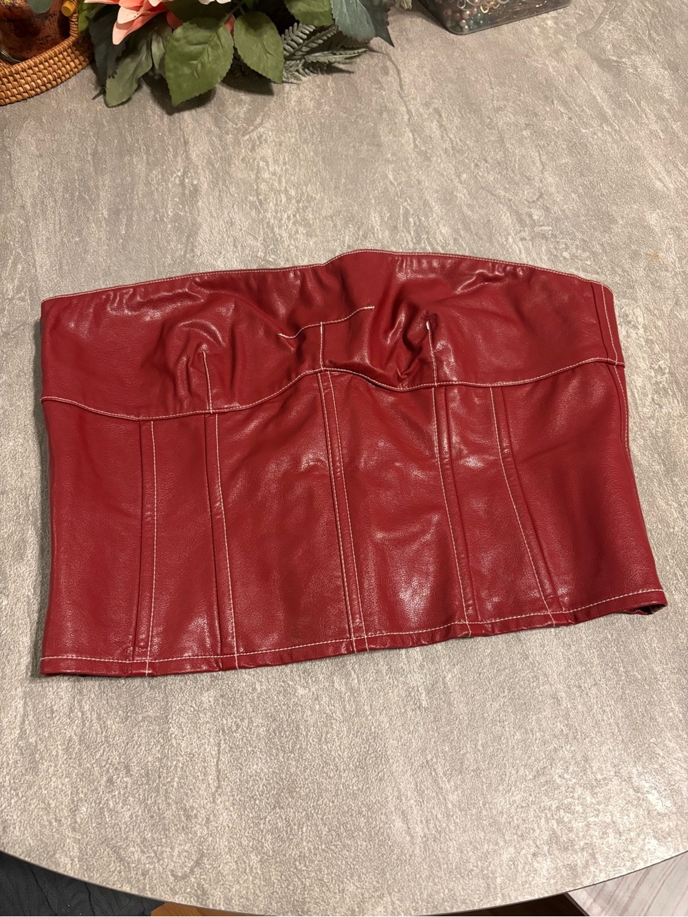 Edikted Deep Red Lace-Up Waist Corset top